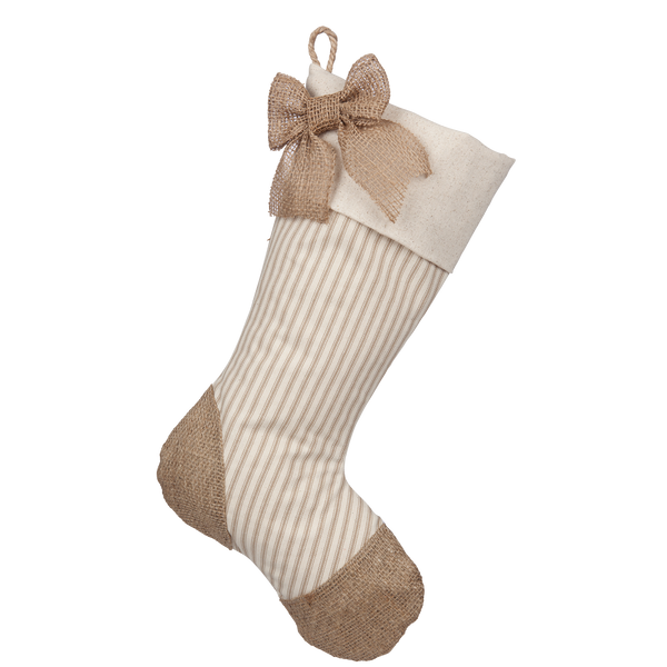 Taupe Ticking Stocking - F