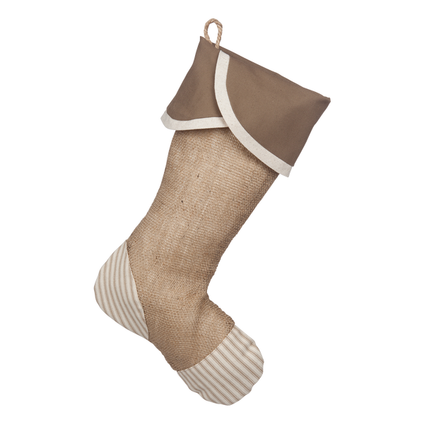 Taupe Ticking Stocking - G