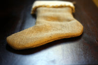 Classic Burlap Stocking - Burlap with Fleece Cuff & Two(2) Wooden Buttons