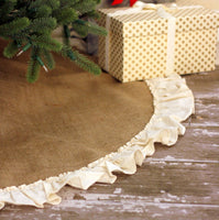 36" Inch Natural Burlap Tree Skirt with Hemmed Ruffle