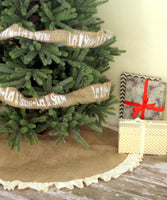 48" Inch Natural Burlap Tree Skirt with Hemmed Ruffle