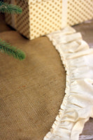 36" Inch Natural Burlap Tree Skirt with Hemmed Ruffle