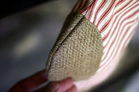 Christmas Stockings with Burlap and Red Ticking Accents