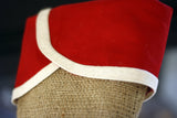 Christmas Stockings with Burlap and Red Ticking Accents