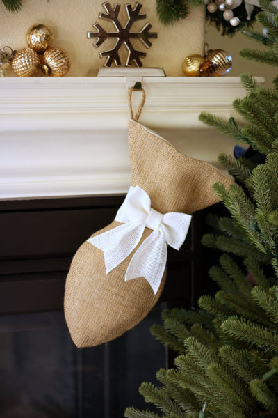 Burlap Cat Christmas Stocking