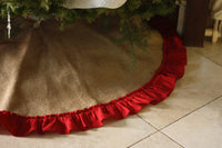 56" Inch Natural Burlap Tree Skirt with Hemmed Ruffle