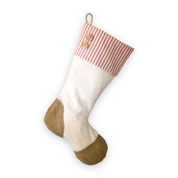 Christmas Stockings with Red Ticking Accents - Trio B